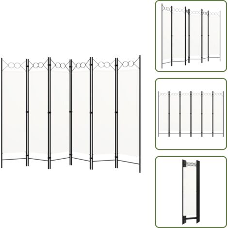 Paravento a 6 Pannelli Bianco Crema 240x180 cm