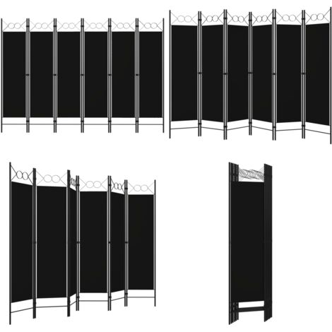 Paravento a 6 Pannelli Nero 240x180 cm - Divisorio - Privacy
