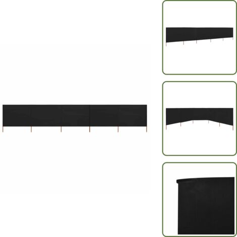 Paravento antivento - vidaXL Paravento a 5 Pannelli in Tessuto 600x160 cm Nero - Paravento in legno