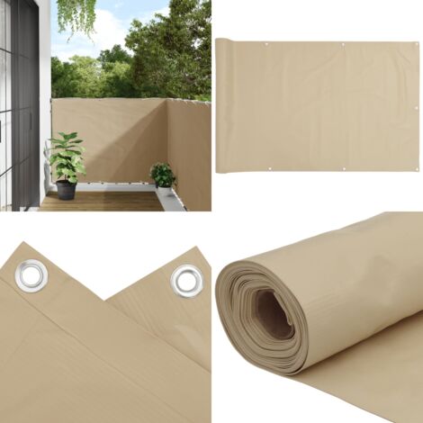 Paravento Balcone Beige 120x400 cm Tessuto Oxford - Paravento da terrazzo - Paravento impermeabile