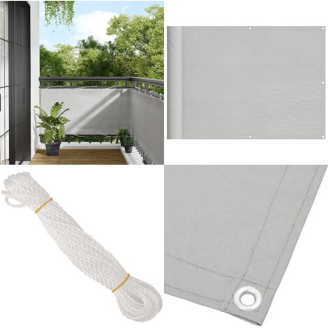 Paravento Balcone Grigio chiaro 75x500cm 100% Poliestere Oxford - Schermo privacy - Paravento impermeabile