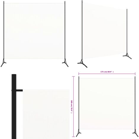 Paravento Bianco 175x180 cm in Tessuto - Parete divisoria - Privacy