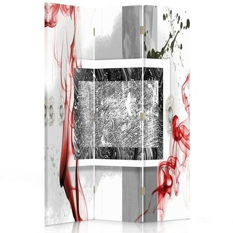 Paravento bilaterale 360, Astrazione in grigio e rosso - 110x170