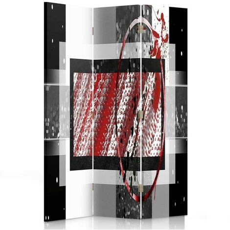 Paravento bilaterale 360, Astrazione in nero e rosso - 110x170