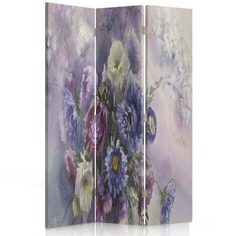 Paravento bilaterale 360, Bouquet di fiori viola - 110x170