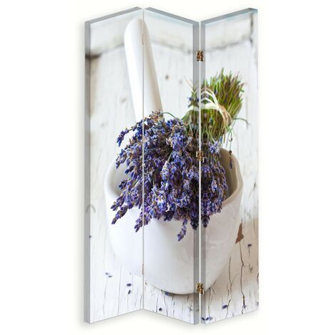 Paravento bilaterale 360, Bouquet di lavanda e mortaio - 110x170