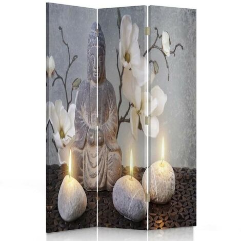 Paravento bilaterale 360, Buddha a lume di candela - 110x170