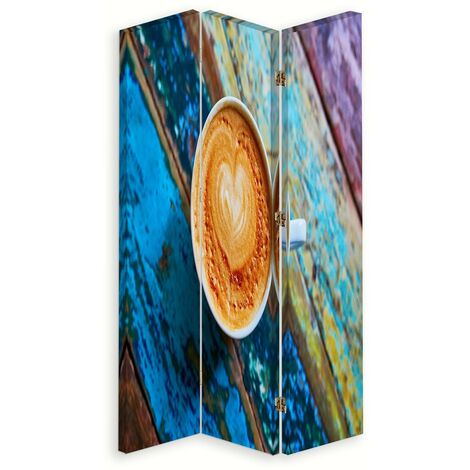 Paravento bilaterale 360, Caffà¨ su un tavolo rustico - 110x170