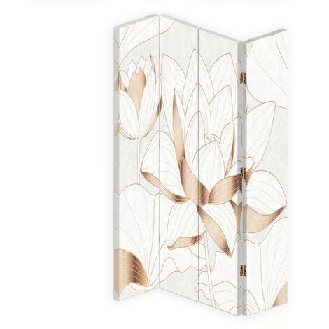 Paravento bilaterale 360, Fiore di loto in beige - 145x170