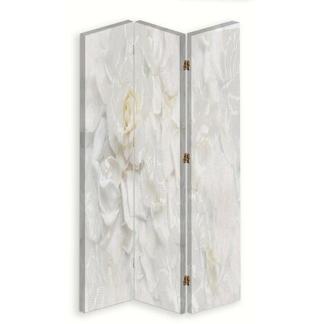 Paravento bilaterale 360, Fiori bianchi - 110x170