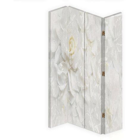 Paravento bilaterale 360, Fiori bianchi - 145x170