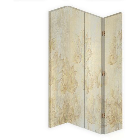 Paravento bilaterale 360, Fiori d'oro - 145x170