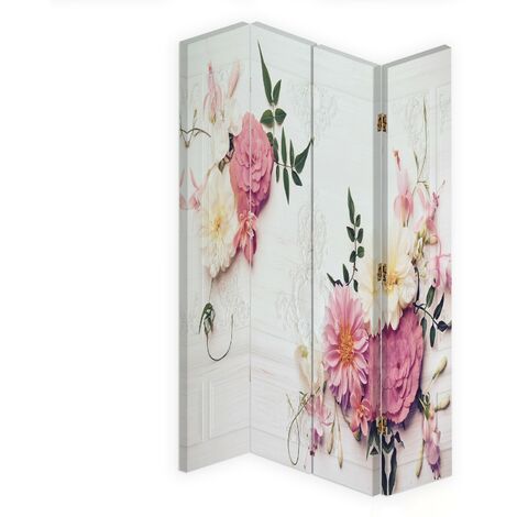 Paravento bilaterale 360, Fiori rosa - 145x170
