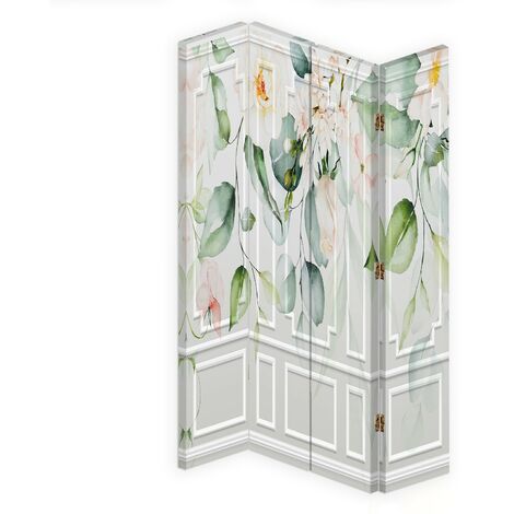 Paravento bilaterale 360, Foglie verdi - 145x170