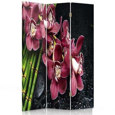 Paravento bilaterale 360, Orchidea con bambà¹ - 110x170