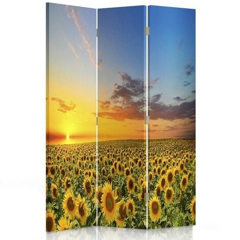 Paravento bilaterale 360, Paesaggio con girasoli - 110x170