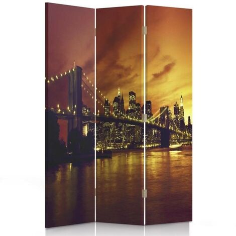 Paravento bilaterale 360, Ponte di Brooklyn e Manhattan al tramonto - 110x170