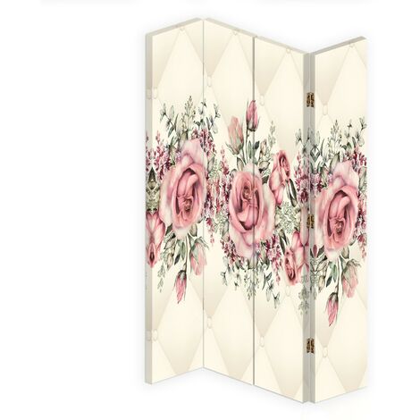 Paravento bilaterale 360, Rose in fiore - 145x170