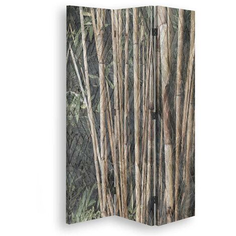 Paravento bilaterale 360, Steli di bambà¹ in marrone - 110x170