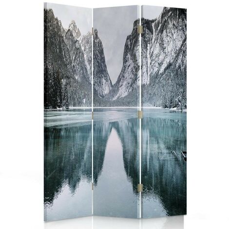 Paravento bilaterale 360, Superficie di un lago di montagna - 110x170