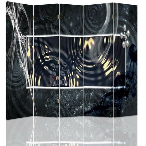 Paravento bilaterale, Astrazione con cerchi d'acqua - 180x170