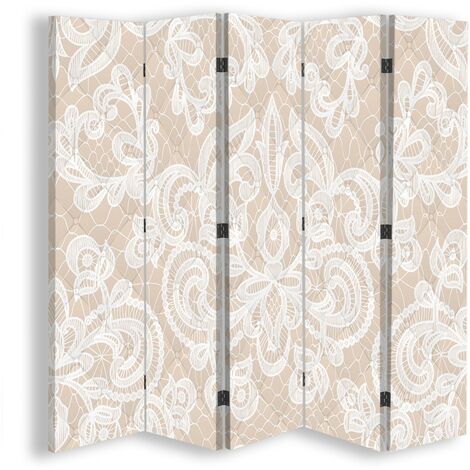 Paravento bilaterale, Beige elegante - 180x170