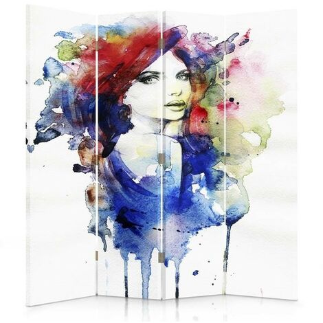 Paravento bilaterale, Donne ad acquerello - 145x170
