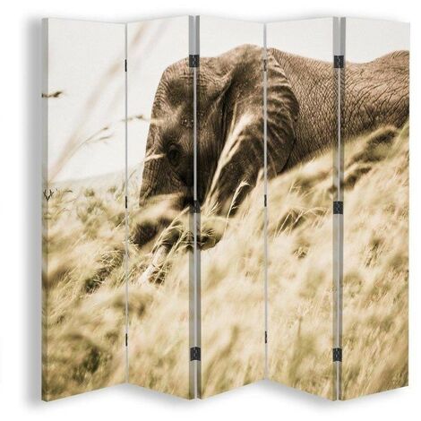 Paravento bilaterale, Elefante che vaga - 180x170