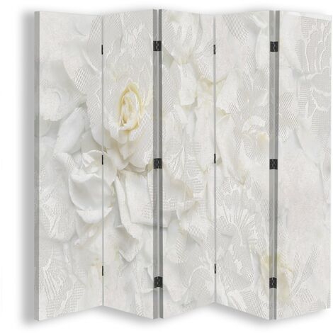 Paravento bilaterale, Fiori bianchi - 180x170