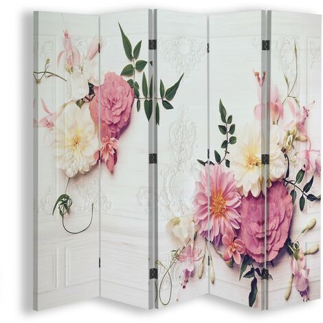 Paravento bilaterale, Fiori rosa - 180x170