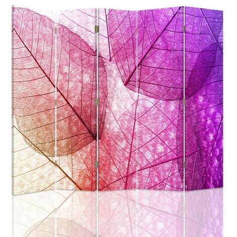 Paravento bilaterale, Foglie rosa - 180x170