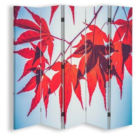 Paravento bilaterale, Foglie rosse in autunno - 180x170