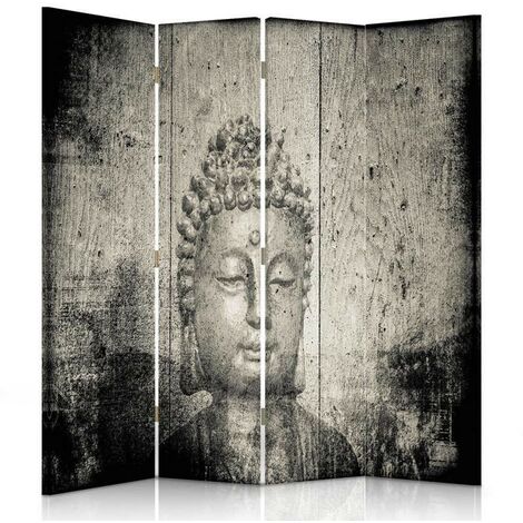 Paravento bilaterale, Immagine del Buddha in grigio - 145x170