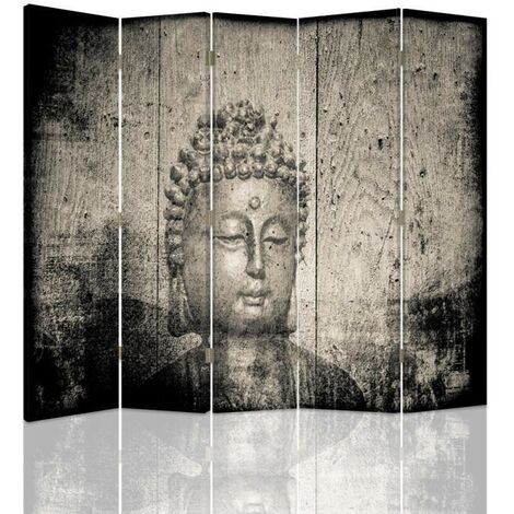 Paravento bilaterale, Immagine del Buddha in grigio - 180x170