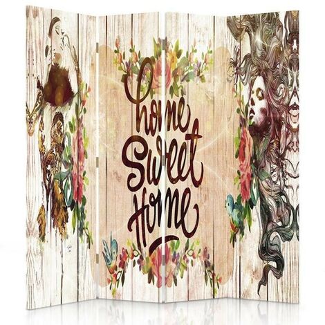 Paravento bilaterale, Iscrizione Home Sweet Home - 145x170