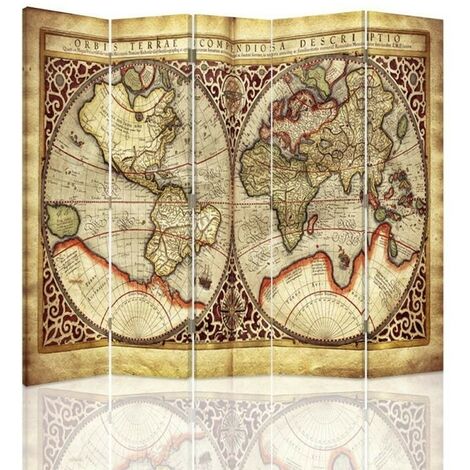 Paravento bilaterale, Mappa del mondo antico - 180x170