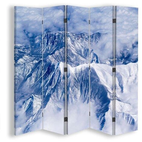 Paravento bilaterale, Montagne innevate - 180x170