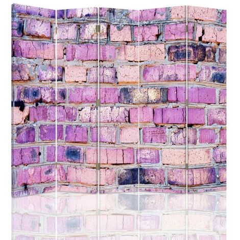 Paravento bilaterale, Muro di mattoni in rosa - 180x170