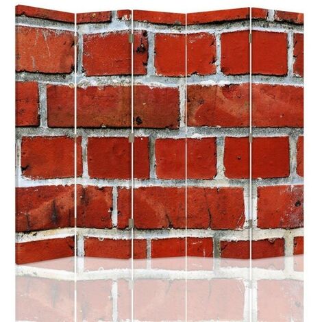 Paravento bilaterale, Muro di mattoni rossi - 180x170