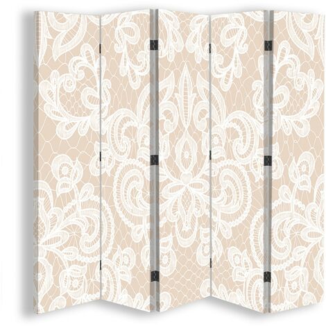 Paravento bilaterale, Ornamento beige - 180x170