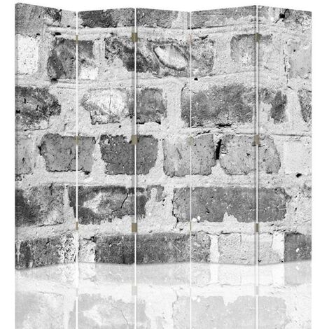 Paravento bilaterale, Parete di mattoni in grigio - 180x170
