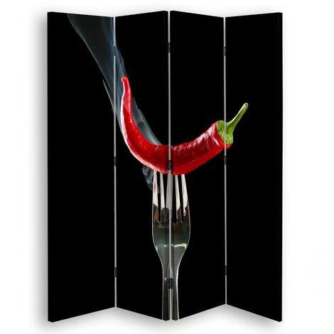 Paravento bilaterale, Peperoncini su una forchetta - 145x170