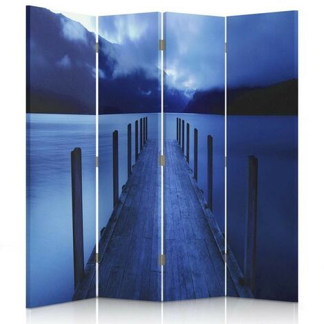 Paravento bilaterale, Ponte blu - 145x170
