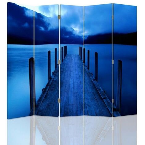 Paravento bilaterale, Ponte blu - 180x170