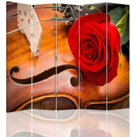 Paravento bilaterale, Rosa su un violino - 180x170