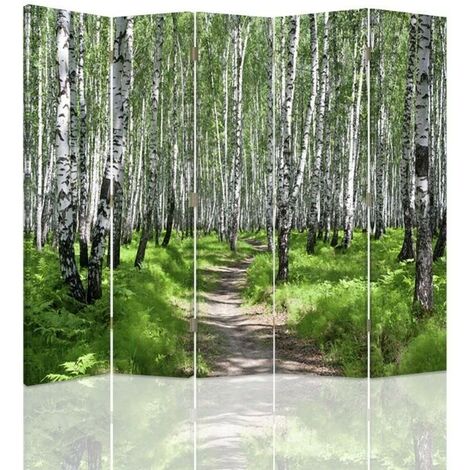 Paravento bilaterale, Sentiero attraverso un bosco di betulle - 180x170