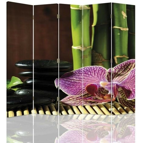 Paravento bilaterale, Zen con orchidea rosa - 180x170
