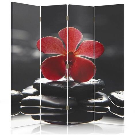 Paravento bilaterale, Zen con orchidea rossa - 145x170