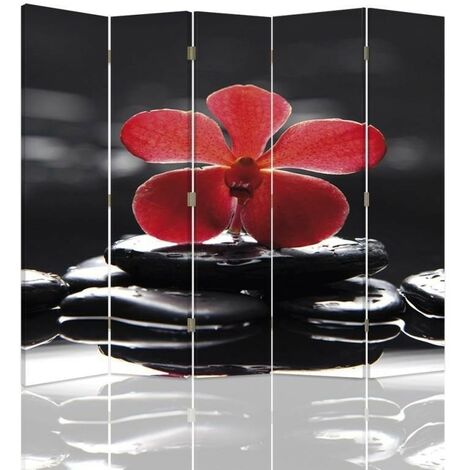 Paravento bilaterale, Zen con orchidea rossa - 180x170