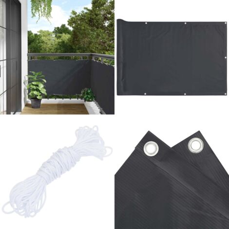 Paravento da Balcone Antracite 500x75 cm in PVC - Schermo per privacy - Tenda da giardino